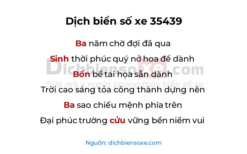 Dịch thơ biển số 35439