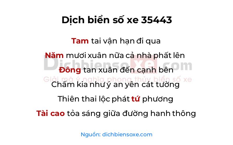 Dịch thơ biển số 35443