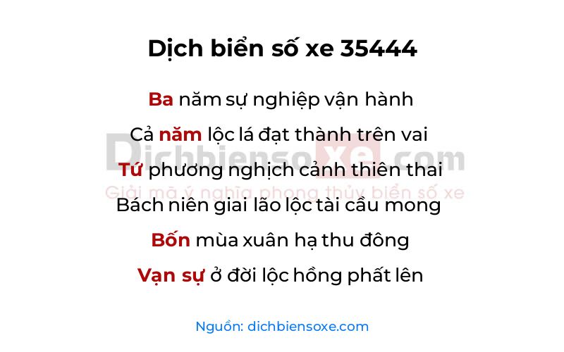 Dịch thơ biển số 35444