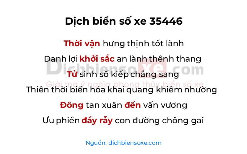 Dịch thơ biển số 35446