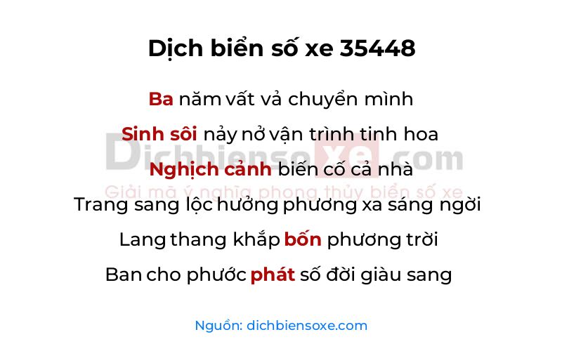 Dịch thơ biển số 35448