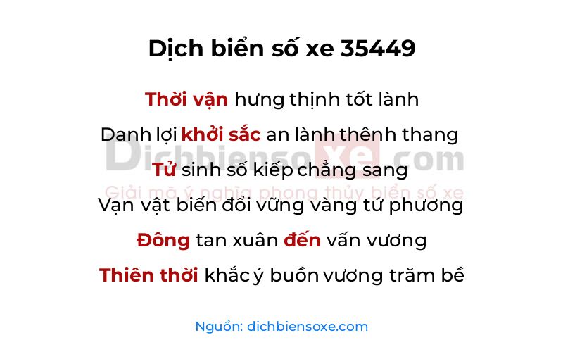 Dịch thơ biển số 35449