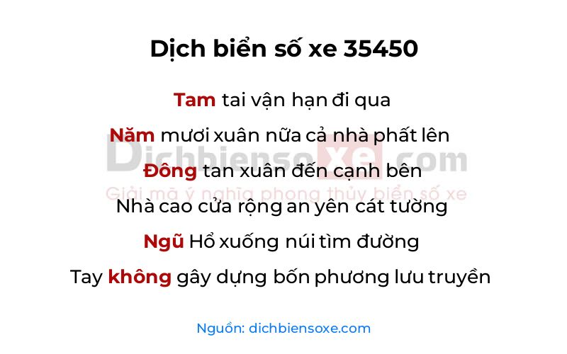 Dịch thơ biển số 35450