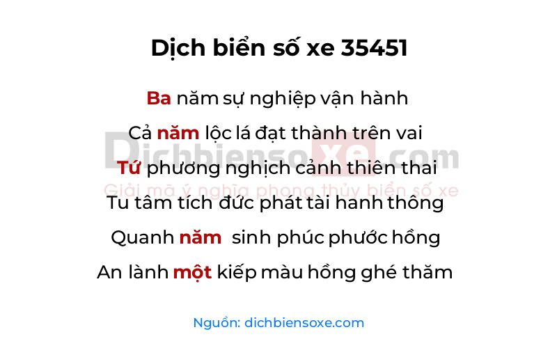 Dịch thơ biển số 35451