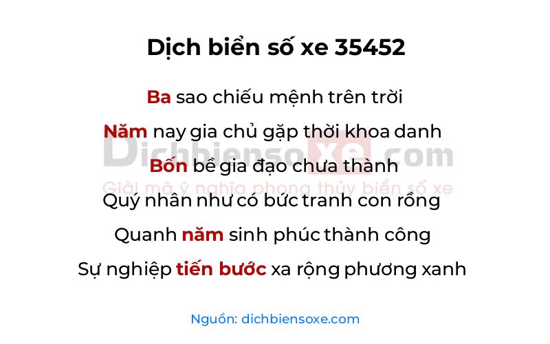 Dịch thơ biển số 35452