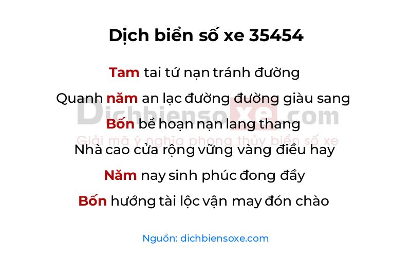 Dịch thơ biển số 35454