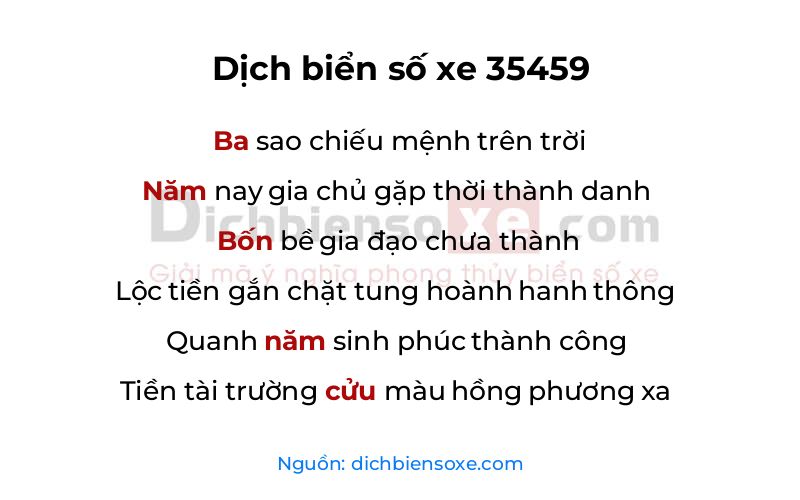 Dịch thơ biển số 35459