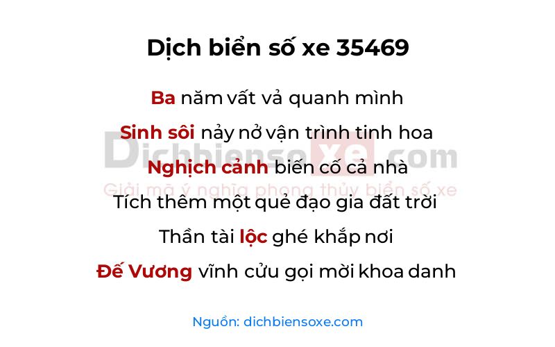 Dịch thơ biển số 35469
