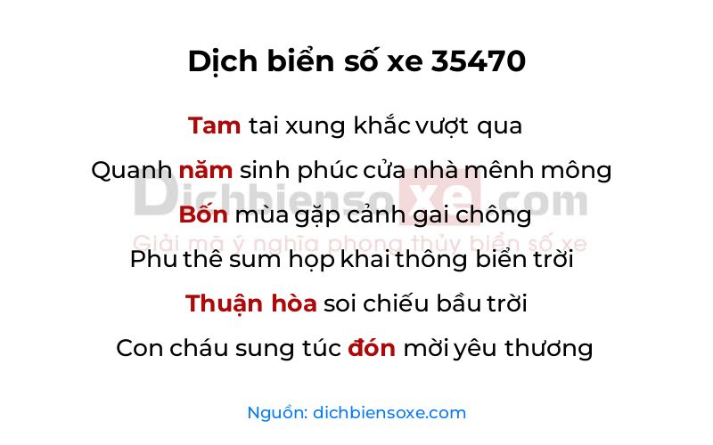Dịch thơ biển số 35470
