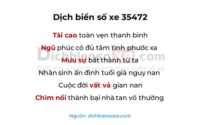 Dịch thơ biển số 35472