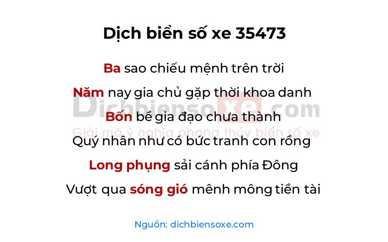 Dịch thơ biển số 35473