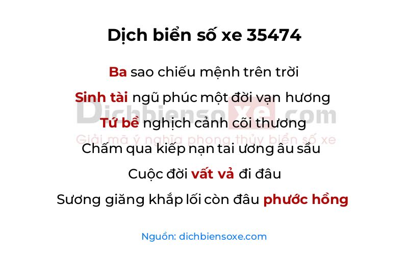 Dịch thơ biển số 35474