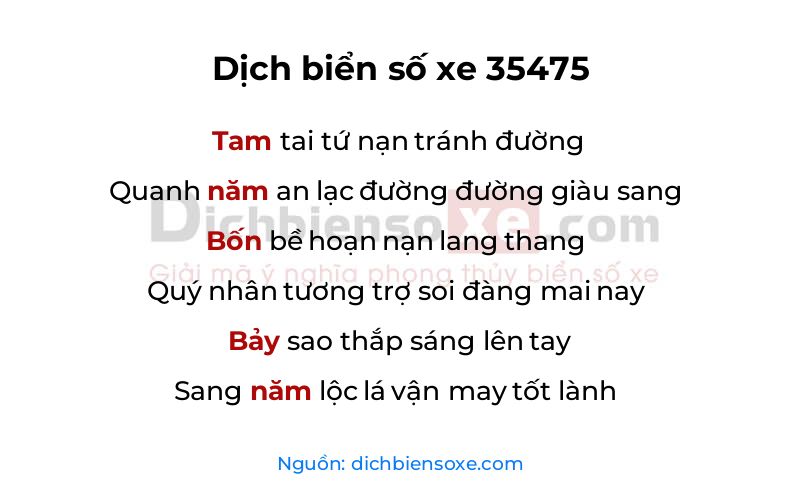 Dịch thơ biển số 35475