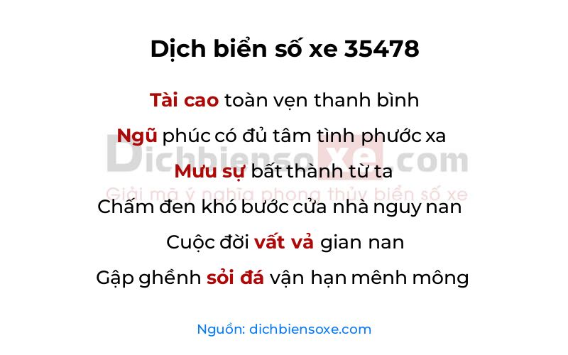 Dịch thơ biển số 35478