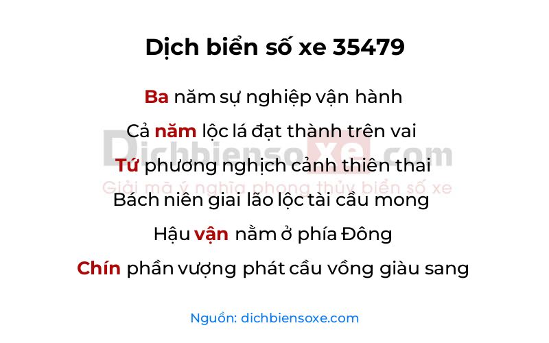 Dịch thơ biển số 35479