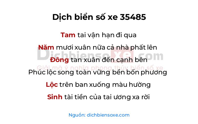 Dịch thơ biển số 35485