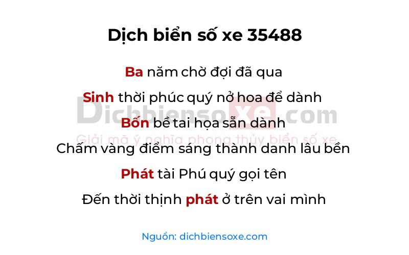 Dịch thơ biển số 35488
