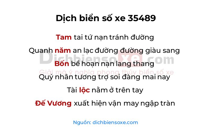 Dịch thơ biển số 35489