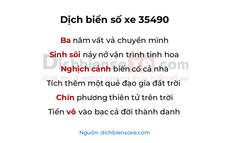Dịch thơ biển số 35490