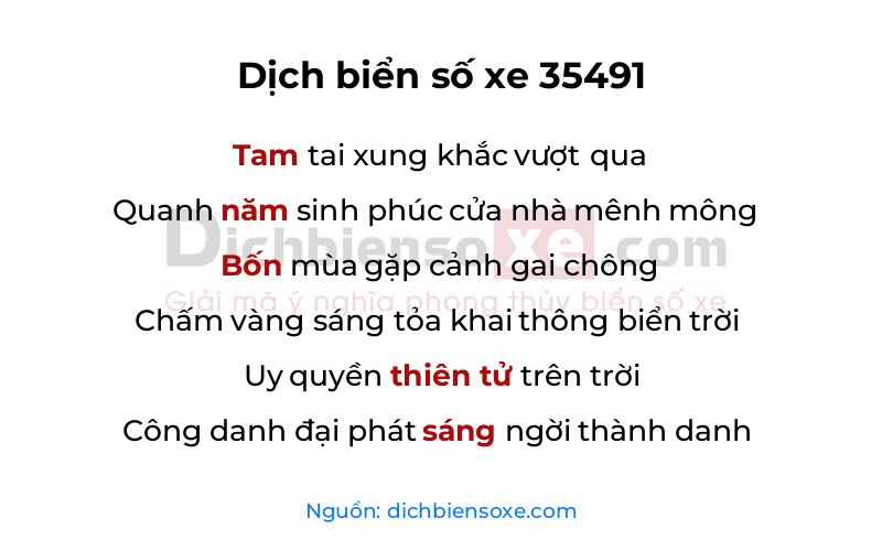 Dịch thơ biển số 35491