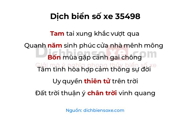 Dịch thơ biển số 35498