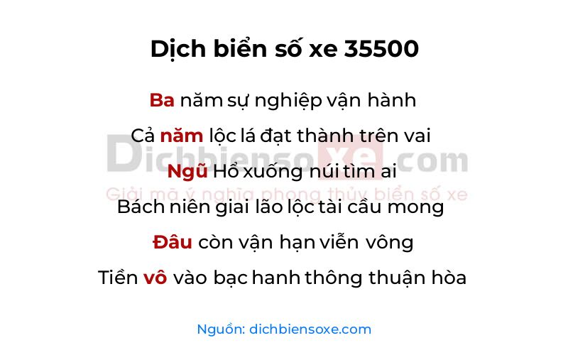 Dịch thơ biển số 35500