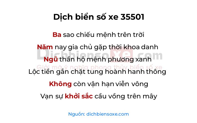 Dịch thơ biển số 35501