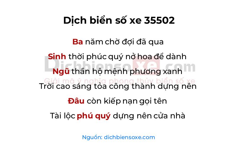 Dịch thơ biển số 35502
