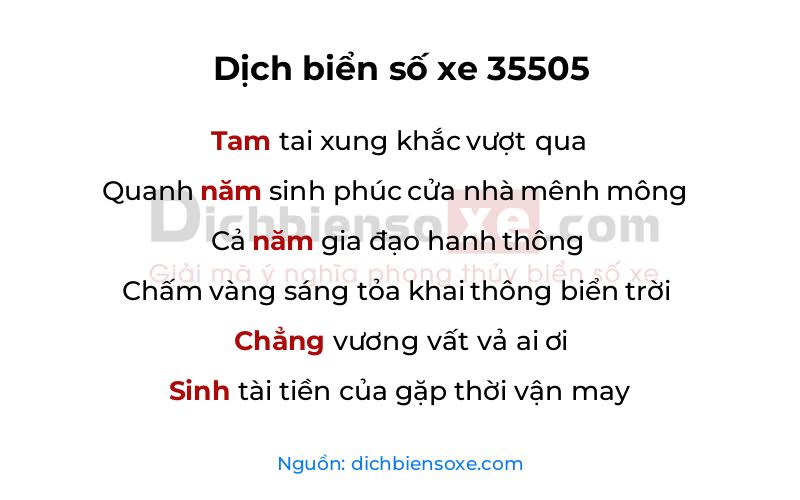 Dịch thơ biển số 35505