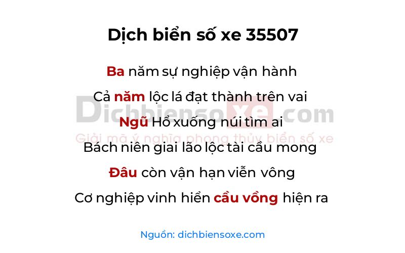 Dịch thơ biển số 35507