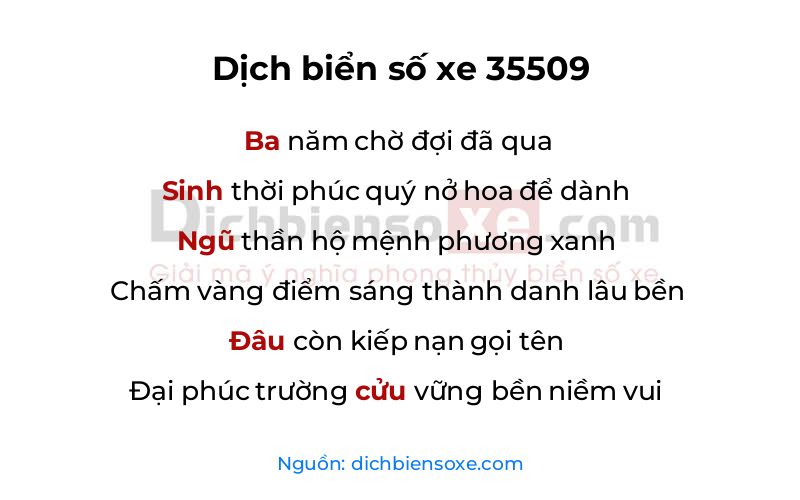 Dịch thơ biển số 35509