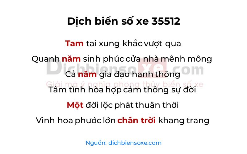 Dịch thơ biển số 35512