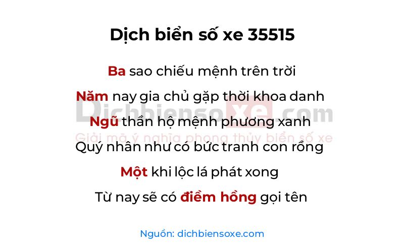 Dịch thơ biển số 35515