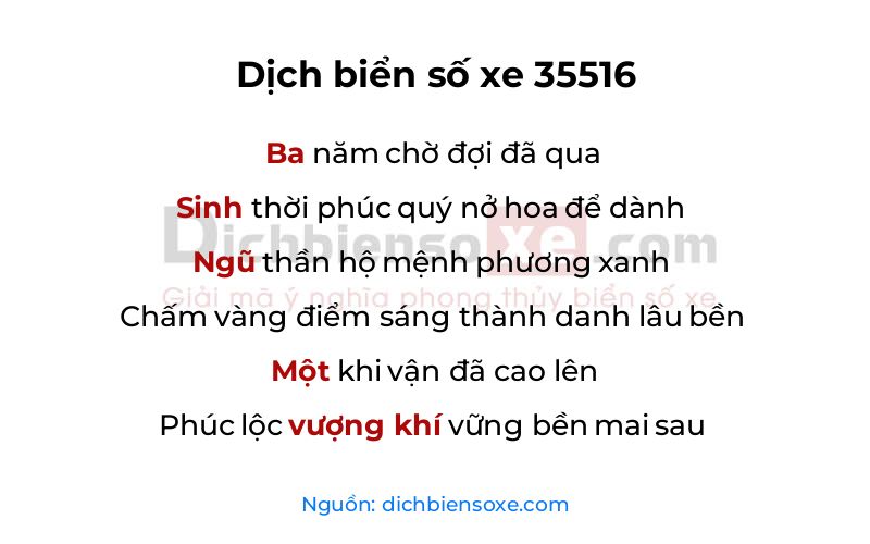 Dịch thơ biển số 35516
