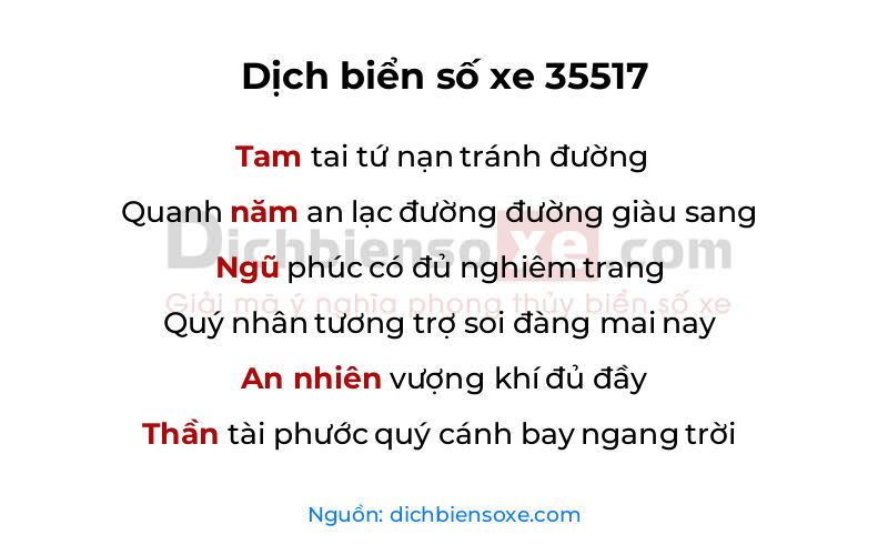 Dịch thơ biển số 35517