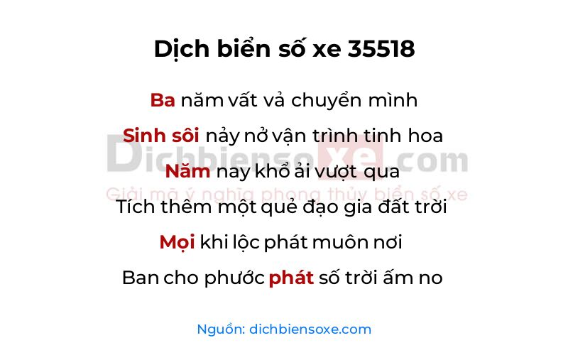 Dịch thơ biển số 35518