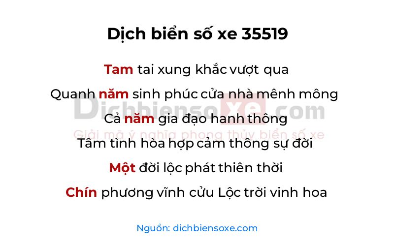 Dịch thơ biển số 35519