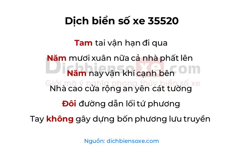 Dịch thơ biển số 35520