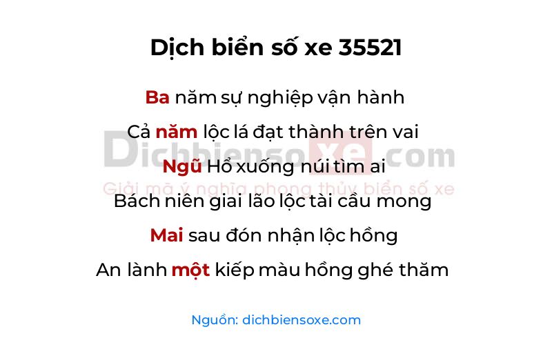 Dịch thơ biển số 35521