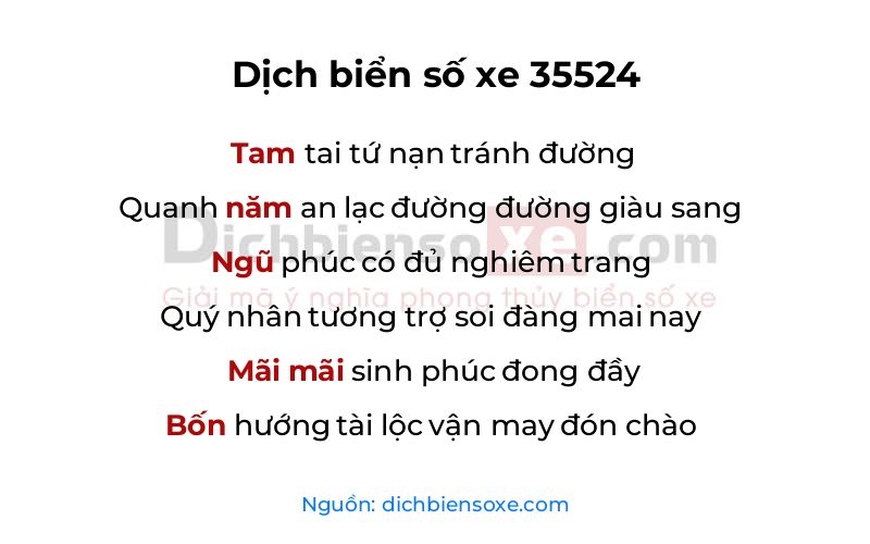 Dịch thơ biển số 35524