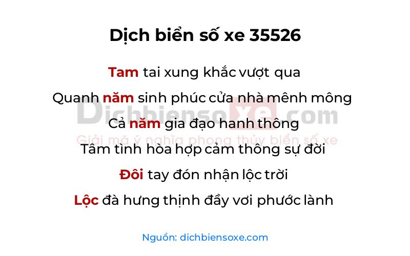 Dịch thơ biển số 35526