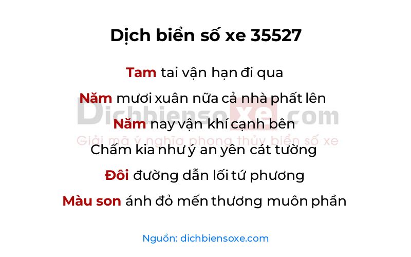 Dịch thơ biển số 35527