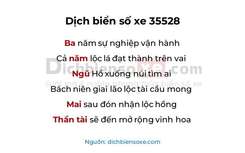 Dịch thơ biển số 35528
