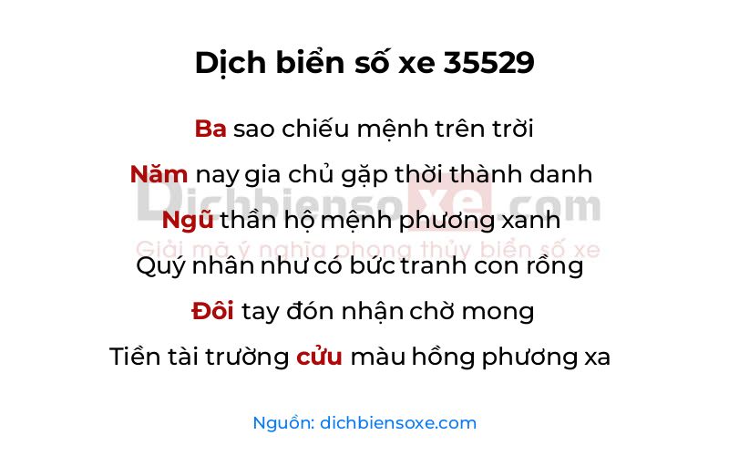 Dịch thơ biển số 35529