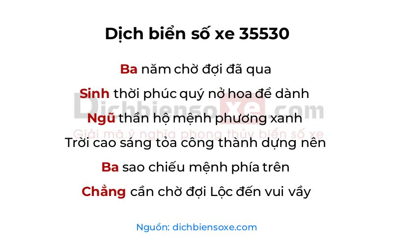 Dịch thơ biển số 35530