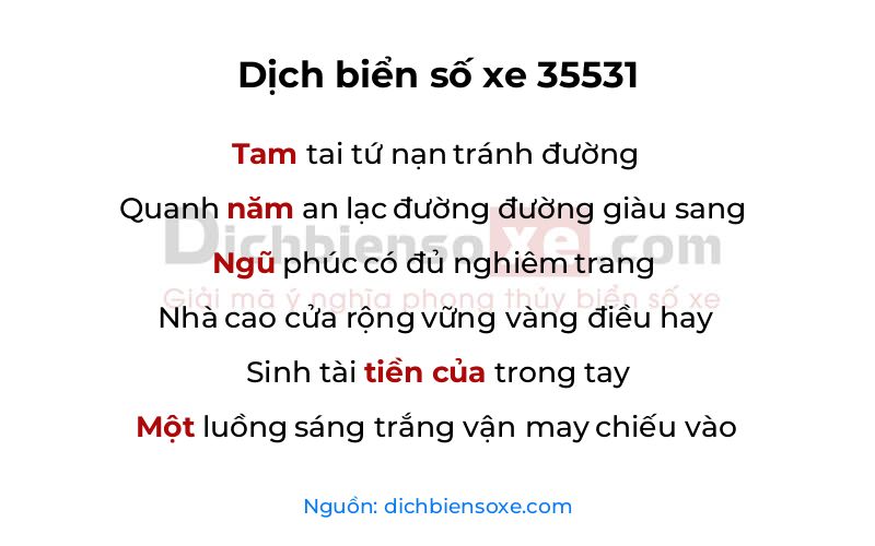 Dịch thơ biển số 35531