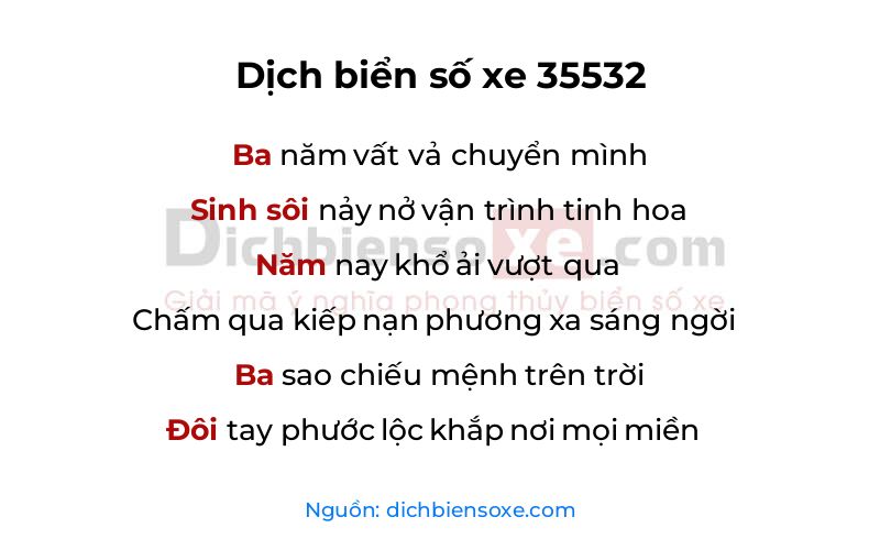 Dịch thơ biển số 35532