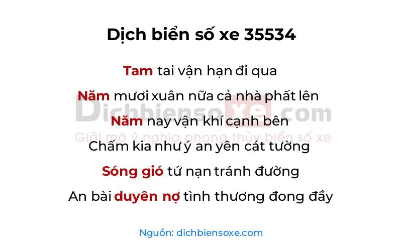 Dịch thơ biển số 35534