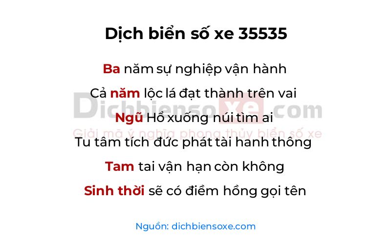 Dịch thơ biển số 35535