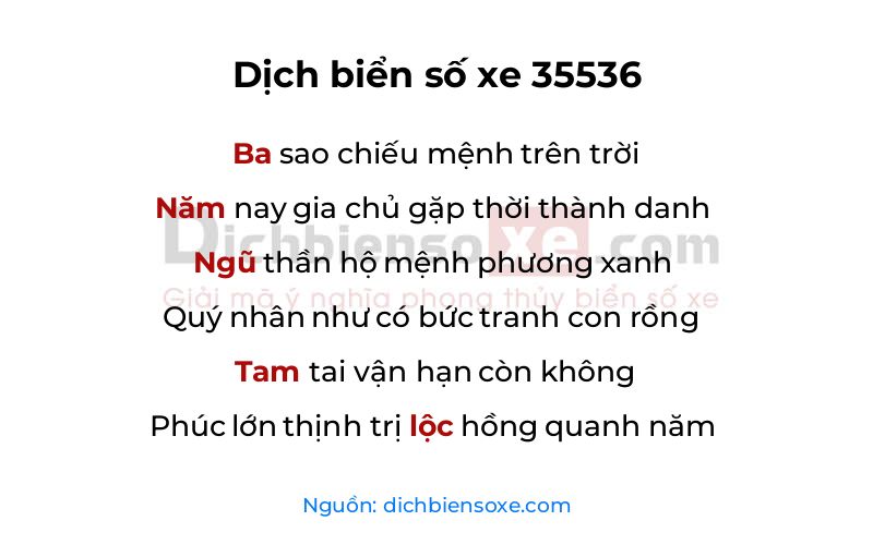 Dịch thơ biển số 35536